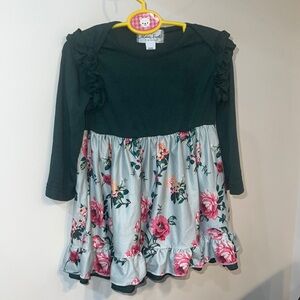 Marie Nicole emerald baby girl toddler girl green long sleeve floral dress